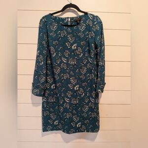 Banana Republic blue floral long sleeve shift dress